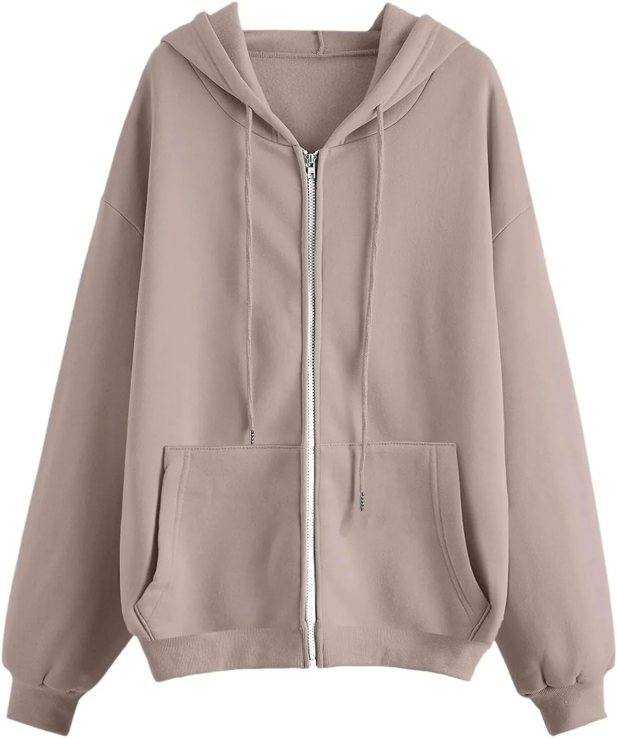 Womens Oversized Zip Up Hoodies Long Sleeve Fall Casual Sweatshirts Jacket Trendy Y2k Hoodie with Pocket, Medium