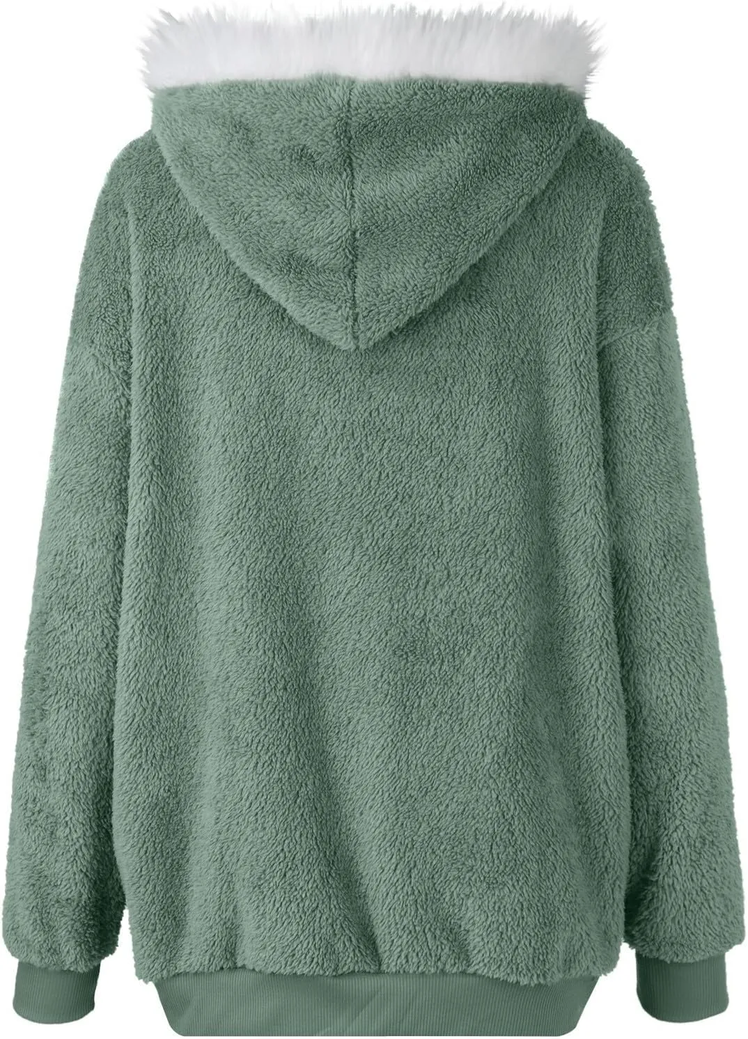 Womens Sherpa Jacket Fuzzy Plus Size Zip Up Hoodie Soft Comfy Fleece Lined Winter Coat with Pockets Warm Outerwear