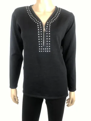 Women's Sweater Black Elegant Quality Stretch fabric Now On Sale Shop with Confidence @ymstyle.com Over 35 Years over 15,000 Loyal Clients