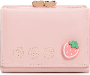 Womens Wallet, Cute Card Holder For Girls, Ladies Mini Slim Short Wallets, Small Bifold Rfid Blocking Purse(Pink)