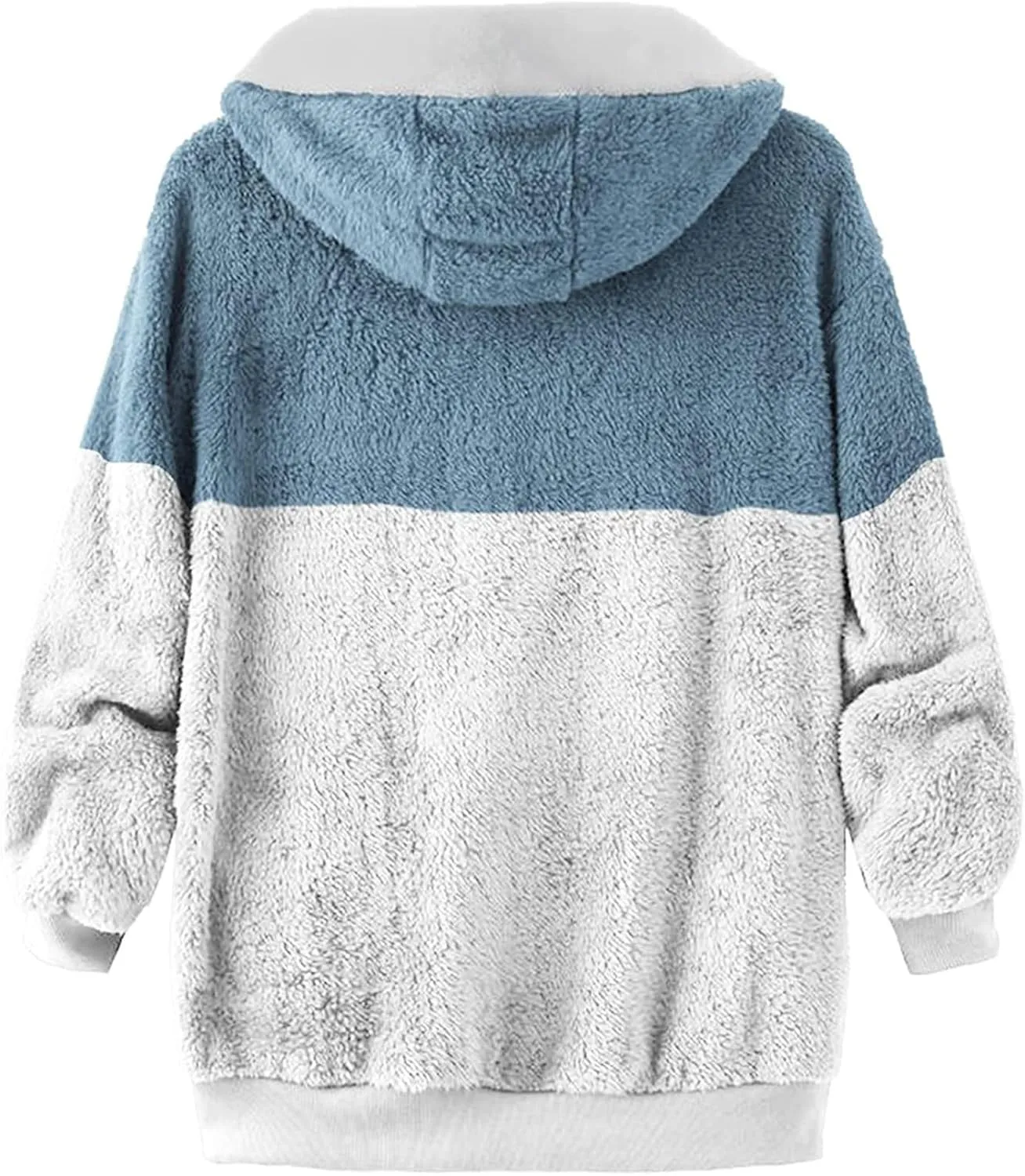 Womens Y2k Tops Zipper Long Sleeve Stitching Coats Color Block Fleece Plush Hooded Jacket Dressy Outerwear