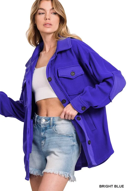Zenana Oversized Basic Fleece Shacket