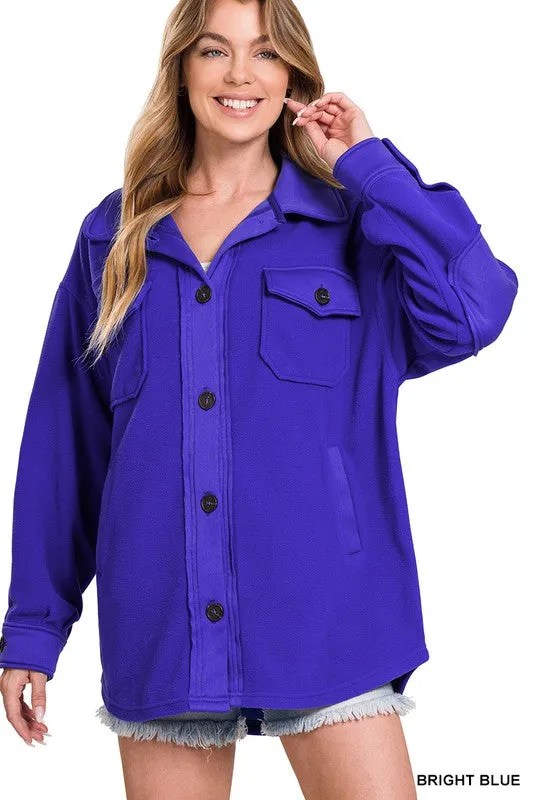 Zenana Oversized Basic Fleece Shacket