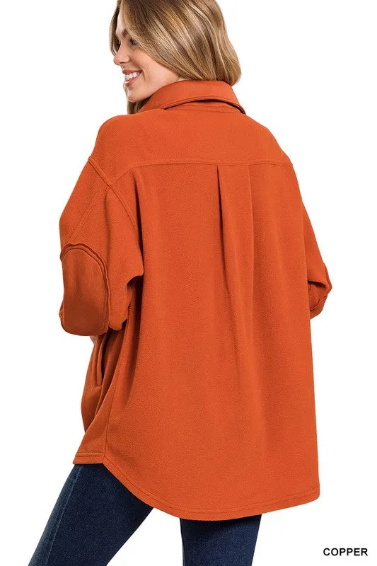 Zenana Oversized Basic Fleece Shacket