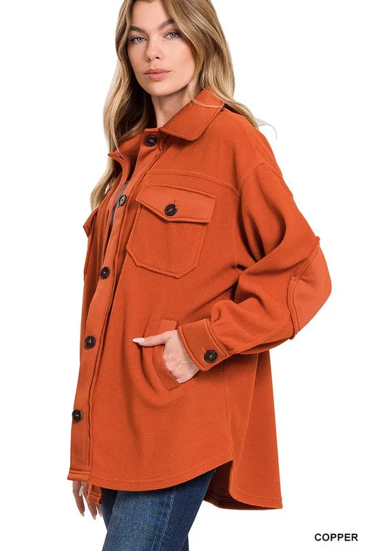 Zenana Oversized Basic Fleece Shacket