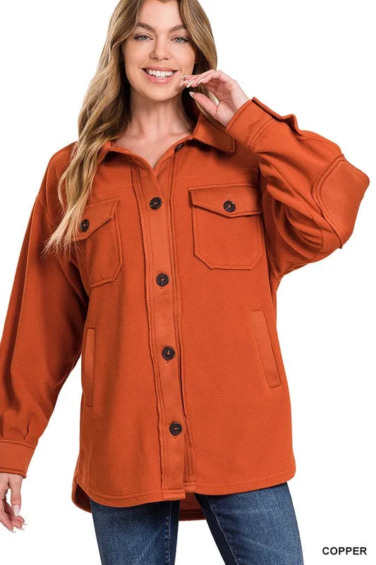 Zenana Oversized Basic Fleece Shacket