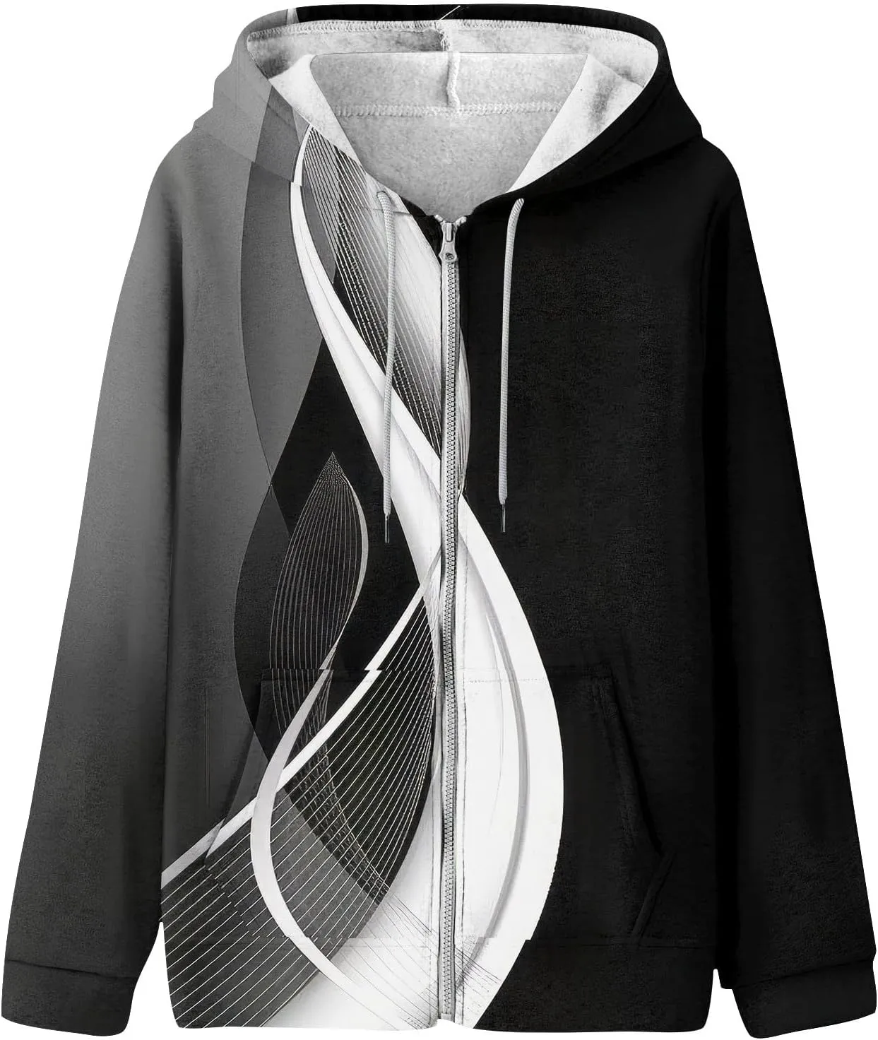 Zip Up Hoodie Women Oversized Fall Outfits Sweaters Lightweight Long Sleeve Sweatershirts with Pockets