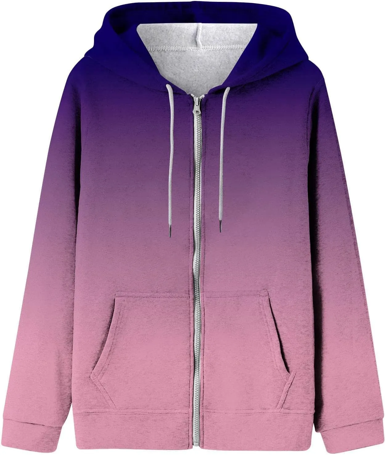 Zip Up Hoodie Women Oversized Fall Outfits Sweaters Lightweight Long Sleeve Sweatershirts with Pockets