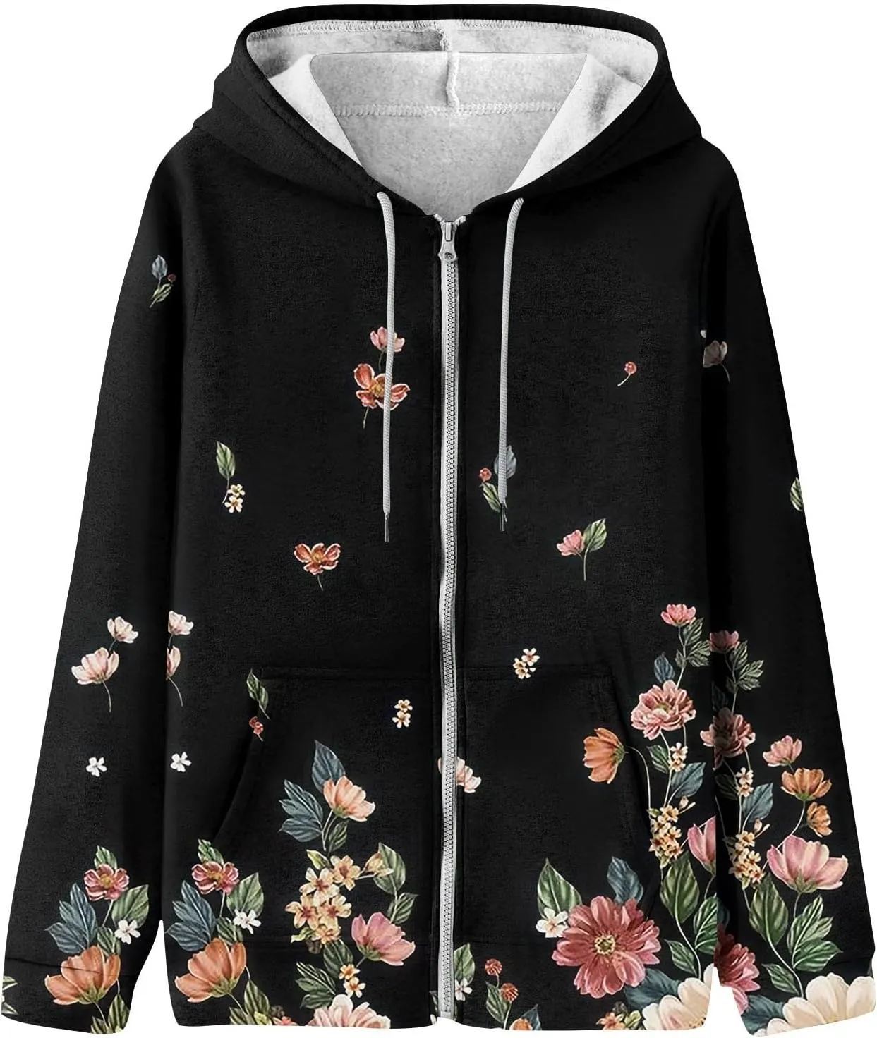 Zip Up Hoodie Women Oversized Fall Outfits Sweaters Lightweight Long Sleeve Sweatershirts with Pockets
