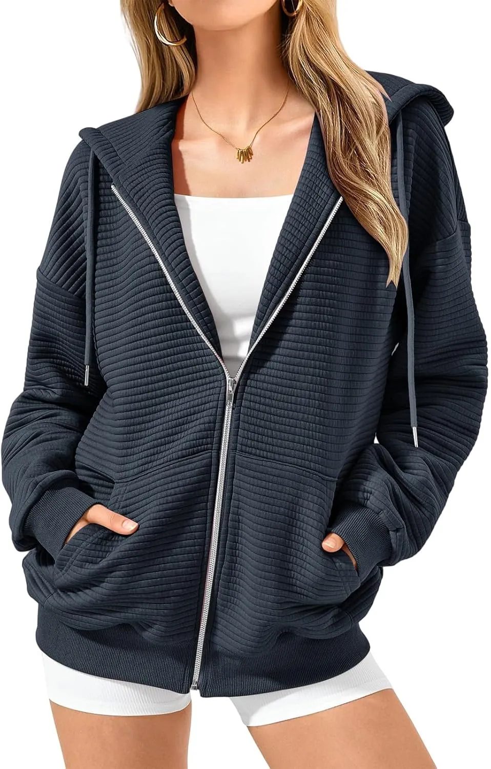 Zip Up Hoodie Women Sweatshirts for Women Y2K Quilted Jackets Hoodies Oversized Winter Fall Outfits Casual Fashion Top